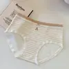 Ropa interior para mujer A410, 10A, algodón puro, antibacteriana, con encaje ondulado y detalle de lazo, de cintura media, bragas de algodón tipo triángulo