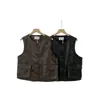 ¡Marca de sum* Thirteen Rows de Guangzhou! Productos de alta calidad. Chaleco de bolsillo corto de cuero estilo retro americano otoño/invierno 2026