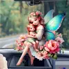 Pingente Chaveiro Acrílico Anjo Fada Flor Rosa Transfronteiriço com Asas Elfo para Pendurar no Espelho Retrovisor do Carro