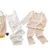 2024ins Estilo coreano Primavera y Otoño y Verano Ropa de Casa Bebé Polo Lunares Pijama Bebé Conjunto de Dos Piezas de Manga Larga para Niñas