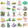 50 Pegatinas de Ratón de Biblioteca para los Amantes de la Lectura, Pegatinas Decorativas Impermeables Creativas para Cuaderno DIY de Venta Caliente Transfronteriza