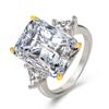 Chapeamento Anel de Diamante Retangular de Cor Dupla Anel de Diamante de Alto Carbono Açúcar de Cristal Retangular 10g Grande Diamante Puxando Pó Diamante Diamante Amarelo Diamante de Simulação