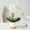 Flor Artificial com Dois Ramos e 14 Flores, Orquídea Phalaenopsis de Toque Real em Vaso, Flor Falsa para Decoração de Casa, Buquê para Fotografia, Arranjo de Flores Artificiais