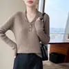 Chal de Punto 100% Lana para Mujer con Cuello Chal Tres Botones Tejido de Trenza Suéter Holgado Otoño/Invierno Nueva Llegada Versátil Prenda Base