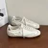 Cuero Genuino Muestra los Pies Suela Plana Zapatos de Entrenamiento Alemanes para Mujer Verano Nuevos Versátiles Zapatos Forrest Gump Con Cordones Ligeros Deportivos Casuales