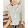 Camisa Base de Lyocell Tencel Acetato Lana de Oveja para Mujer, Tejido de Punto Ajustado Otoño e Invierno con Botones de Nácar, Top de Manga Larga de Color Sólido