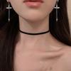 Colar de Clavícula Feminino Veludo Coreano Estilo Desejo Puro Gola Preta Menina Popular Versátil Personalidade Aço Titânio Não Desbota Alça de Pescoço