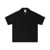 Camisa Masculina Casual de Verão com Listras, Textura Vazada, Pregas, Gola Cubana, Manga Curta, Corte Amplo, Moda