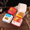 Caixa de Papel Kraft Personalizada de Grau Alimentício para Fast Food Embalagem para Levar Quadrada Redonda à Prova de Óleo Sem Dobras Caixa para Hambúrguer Batatas Fritas