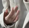 Explosões unha usada à mão strass de alta qualidade longo patch francês nail art terminou 30 peças de unhas removíveis