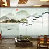 Fondo de pantalla de restaurante de paisaje chino Jiangnan fondo de pantalla de restaurante restaurante de hot pot restaurante de fideos mural decoración de pared tela de pared pared de fondo