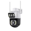 Cámara de Vigilancia Inalámbrica Wifi con Seguimiento de Bola de Doble Lente con Visión Nocturna a Color de Alta Definición para Uso Exterior Remoto