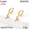 Pendiente de Letra Completa de Diamante PVD Dorado Acero de Titanio Pendientes Nicho Europeo y Americano Lujo Ligero Circonita Incrustada Ear Cuff Mujer Transfronterizo