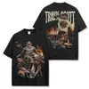 Camiseta Impressa Travis Scott Hip-Hop de Rua Transfronteiriço, Top Pesado Tendência Vintage High Street Estilo Americano para Homens
