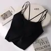 Sujetador tipo camisola con doble tirante y tirantes finos, top sin mangas blanco de verano para mujer, adecuado para usar como capa interior o exterior en verano