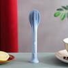 Cuchillo, tenedor y cuchara tres en uno de paja de trigo transfronterizo, juego de cubiertos de tres piezas para exteriores, portátil, regalo con logo