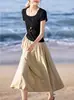 Vestido Elegante y de Alta Gama Estilo Nuevo Verano 2026 con Bloques de Color y Diseño Falso de Dos Piezas, Corte Ajustado, Vestido Favorecedor y que Moldea la Figura para Mujer