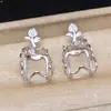 Accesorios DIY Plata S925 Cuadrado Rosa Barroco Set Soporte Vacío 12*16mm Soporte Perla Forma Especial 6095