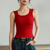 Colete Feminino 2024 com Alça Larga no Ombro e Bojo Integrado Top 9914 Camisola Sem Manga Colete de Alça Larga Roupa Íntima