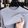 Suéter de punto grueso, peso pesado, cuello redondo, anti-pilling, calibre 16, para hombre, Otoño Invierno, nuevo, informal, suéter de punto, color sólido, capa interior