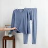 Novidade Outono e Inverno Roupa Íntima Térmica Listrada de Caxemira e Seda para Jovens Homens e Mulheres, Conjunto de Roupas de Outono e Calças Compridas para Febre