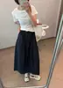 Falda de Trabajo Elástica para Mujer, Verano Secado Rápido Delgada de Cintura Alta Versátil Holgada Casual de Longitud Media Falda de Paraguas Línea A