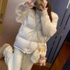 Chaqueta de Algodón Patchwork Estilo Coreano para Mujer, Nuevo Modelo 2026, Blanca Cálida Engrosada Holgada Petite Chaqueta Acolchada