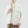 Colete de Algodão Liso de Inverno Masculino Tamanho Grande Quente Engrossado Colete Roupa Externa Gola Alta Jaqueta Colete Gilet Roupa Masculina