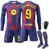 2526 Uniforme de Fútbol de Casa de Manga Larga del Barcelona No. 10 Camiseta Yamal No. 9 Lewandowski Set Nuevo de Invierno Otoño