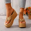 Pantuflas de cuña de talla grande transfronterizas para mujer, Nueva moda retro casual europea y americana de primavera y verano, Chanclas de tacón alto de suela gruesa para mujer