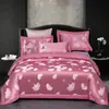Conjunto de Luxo de Algodão Jacquard Cetim Estilo Europeu Quatro Peças, Conjunto de Cama de Casamento Bordado de Algodão Puro, Venda por Atacado do Fabricante