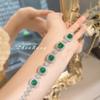 Diseño de Alta Joyería Corte Flor de Hielo Zircón Verde Pulsera Industria Pesada Lujo Ligero Color Diamante Alto en Carbono Tesoro Corte Torre de Azúcar Pulsera para Mujer