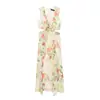 Comércio Exterior Feminino Verão Novo Francês Doce Design Aberto Revelador da Cintura Estampa Floral Gola V Vestido 3468317