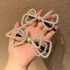 Qi Wei - Anillo para el cabello con lazo grande de perla del mismo estilo, alta elasticidad, estilo coreano, anillo grande para el cabello con lazo, elegante horquilla con perla para niña