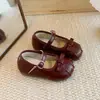 Zapatos de Cuero Estilo Universitario para Niñas con Lazo, Zapatos de Princesa de Suela Suave, Zapatos Planos Infantiles para Primavera y Otoño, Elegantes Zapatos Mary Jane Franceses