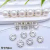 Cuentas de Zirconio de Doble Fila con Agujero Grande Microincrustadas Anillo Perforado Separador de Copo de Nieve Rueda de una Sola Capa Cuentas de Barril Accesorios para Collares Hechos a Mano DIY