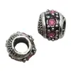 Conjunto Misto de 50 Acessórios para Pulseira Série Rosa, Contas com Furo Grande, Acessórios para Joias, Pulseira DIY Perfurada Liga Strass Contas Soltas