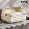 Escurridor de Platos de Cocina, Caja de Almacenamiento para Vajilla, Escurridor de Platos Multifuncional para el Hogar con Tapa, Estante de Almacenamiento a Prueba de Fugas y Polvo, Gabinete de Plástico