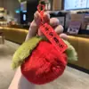 Pingente de Pelúcia Boa Sorte Caqui Pequeno Caqui Imitação Pelo de Coelho Caqui Boa Sorte Pom-Pom Pingente de Bolsa Chaveiro Atacado