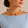 Collar de cadena gruesa de metal retro simple para mujer, estilo hip hop, con borlas de una sola capa exageradas, joyería transfronteriza europea y americana