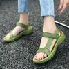 Zapatos Planos de Moda de Verano para Mujer con Punta Abierta, Sandalias Transpirables Caladas sin Cierre, Zapatos de Playa Ligeros Antideslizantes Casuales para Exteriores