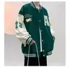 Roupas leves com proteção solar para outono e inverno, peças externas versáteis e de corte solto, moda de rua de Hong Kong estilo estudante, jaqueta bomber da moda com estampa de letras