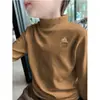 Camisetas Térmicas Gruesas de Manga Larga Cepillada con Cuello Semi-Alto para Niños y Adolescentes para Otoño e Invierno