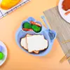 Palha de Trigo Desenho Animado Louça Infantil Prato Dividido Colher Anti-queda Anti-Queimadura Tigela Colher Conjunto Criativo de Louça Infantil