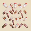 Moda Europeia e Americana de Natal Unhas Postiças Mais Vendidas de Comprimento Médio Quadrado Europeu Patches de Manicure Patches de Manicure Marrom