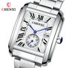 Reloj de cuarzo con calendario y correa de acero cuadrada de la marca Dawn para hombre, fábrica de comercio exterior transfronterizo en vivo, venta al por mayor de relojes de moda para negocios.