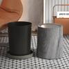 Lixeira Retro de Luxo Leve com Tampa Articulada 360° para Isolar Odores Madeira Cinza de Grão Grande Capacidade Grande Diâmetro Cesto de Papel Doméstico