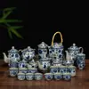 Juego de Té de Porcelana Azul y Blanco Peonía Tetera China Retro Olla con Asa para el Hogar Preparación de Té Azul y Blanco Cerámica Olla para Oficina