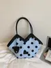 Bolsa tote de ombro única grande e estampada, simples, com laço de renda doce e feminino, nova moda 2025 para mulheres