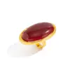 Anillo de banda ancha martillada estilo palacio ins, anillo ovalado de rubí exagerado vintage transfronterizo europeo y americano, joyería